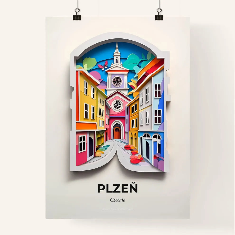 Vivid Plzeň, Czechia, Colorful Poster