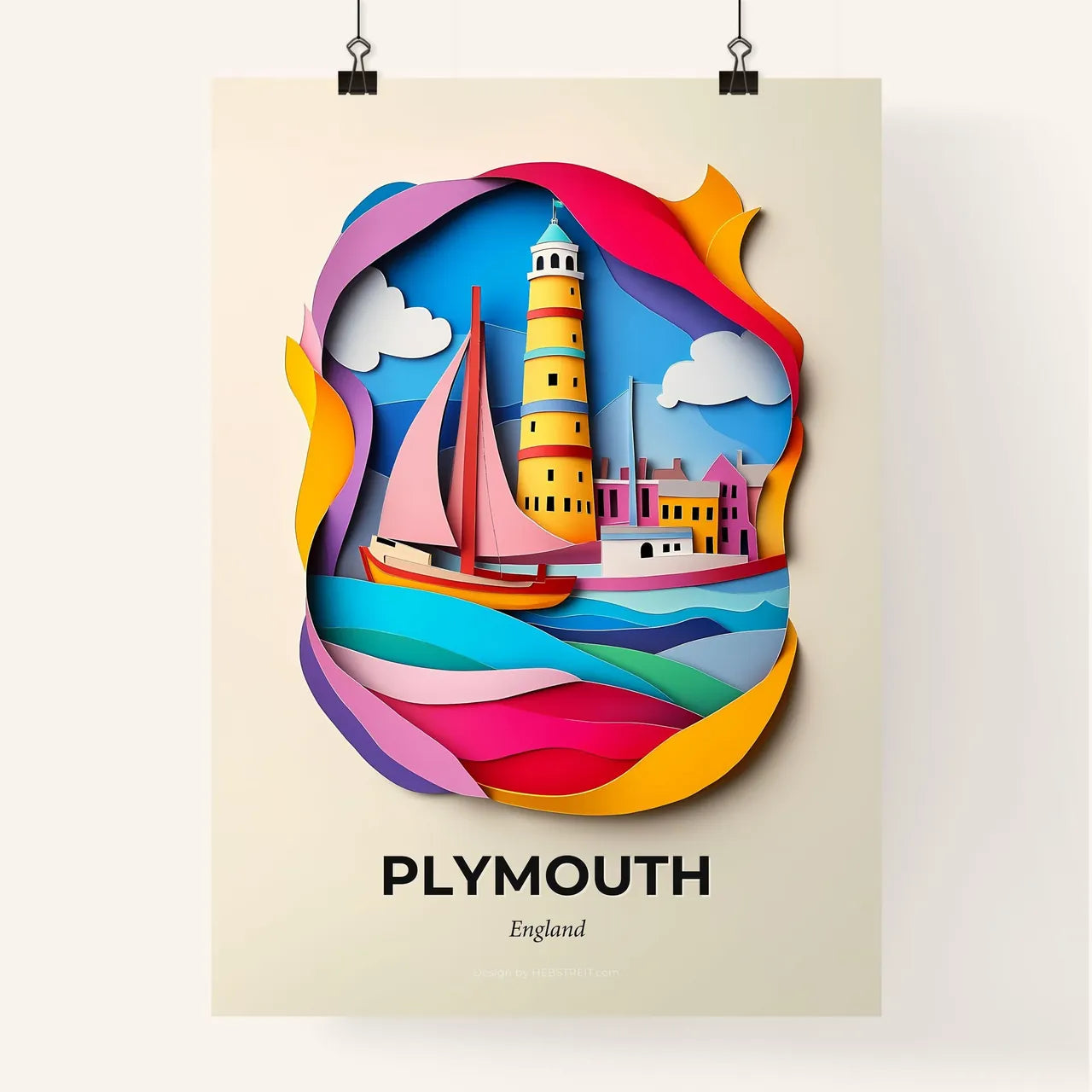 Vivid Plymouth, England, Colorful Poster