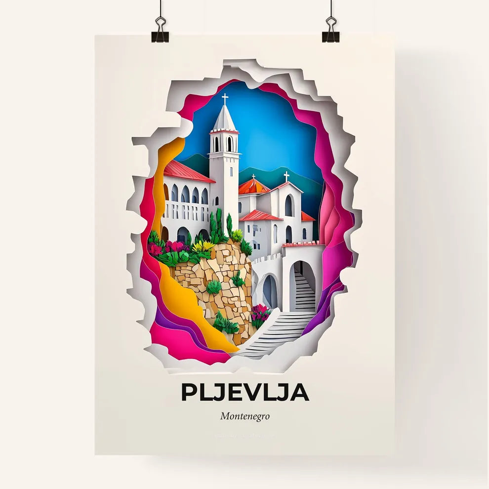 Vivid Pljevlja, Montenegro, Colorful Poster