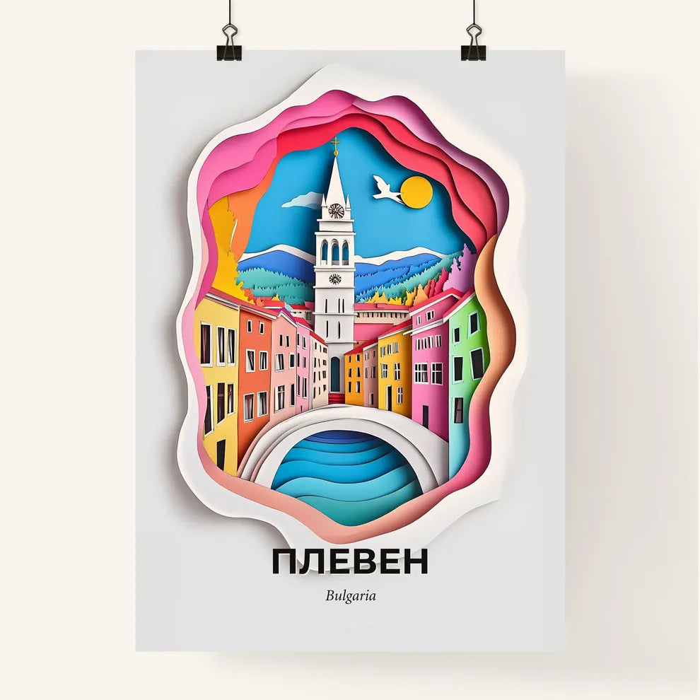 Vivid Pleven, Bulgaria, Colorful Poster