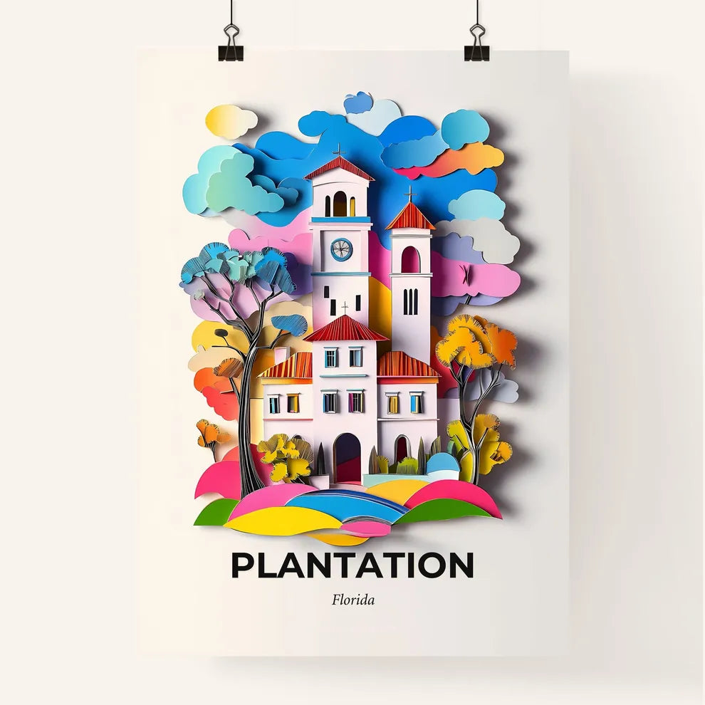 Vivid Plantation, Florida, Colorful Poster