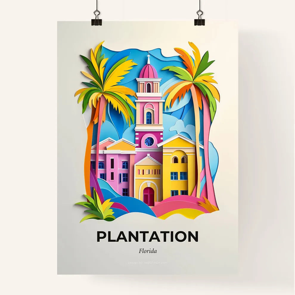 Vivid Plantation, Florida, Colorful Poster