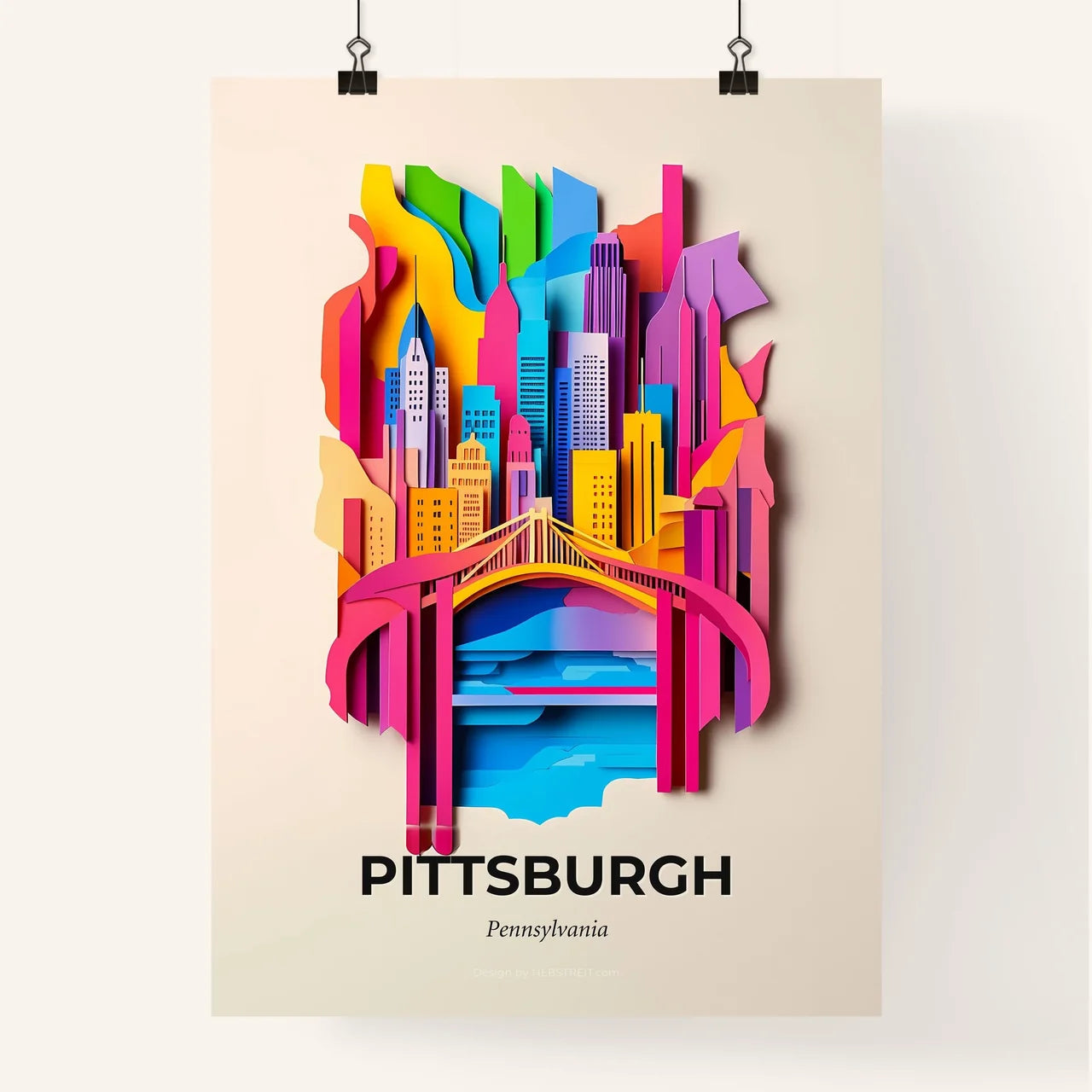 Vivid Pittsburgh, Pennsylvania, Colorful Poster