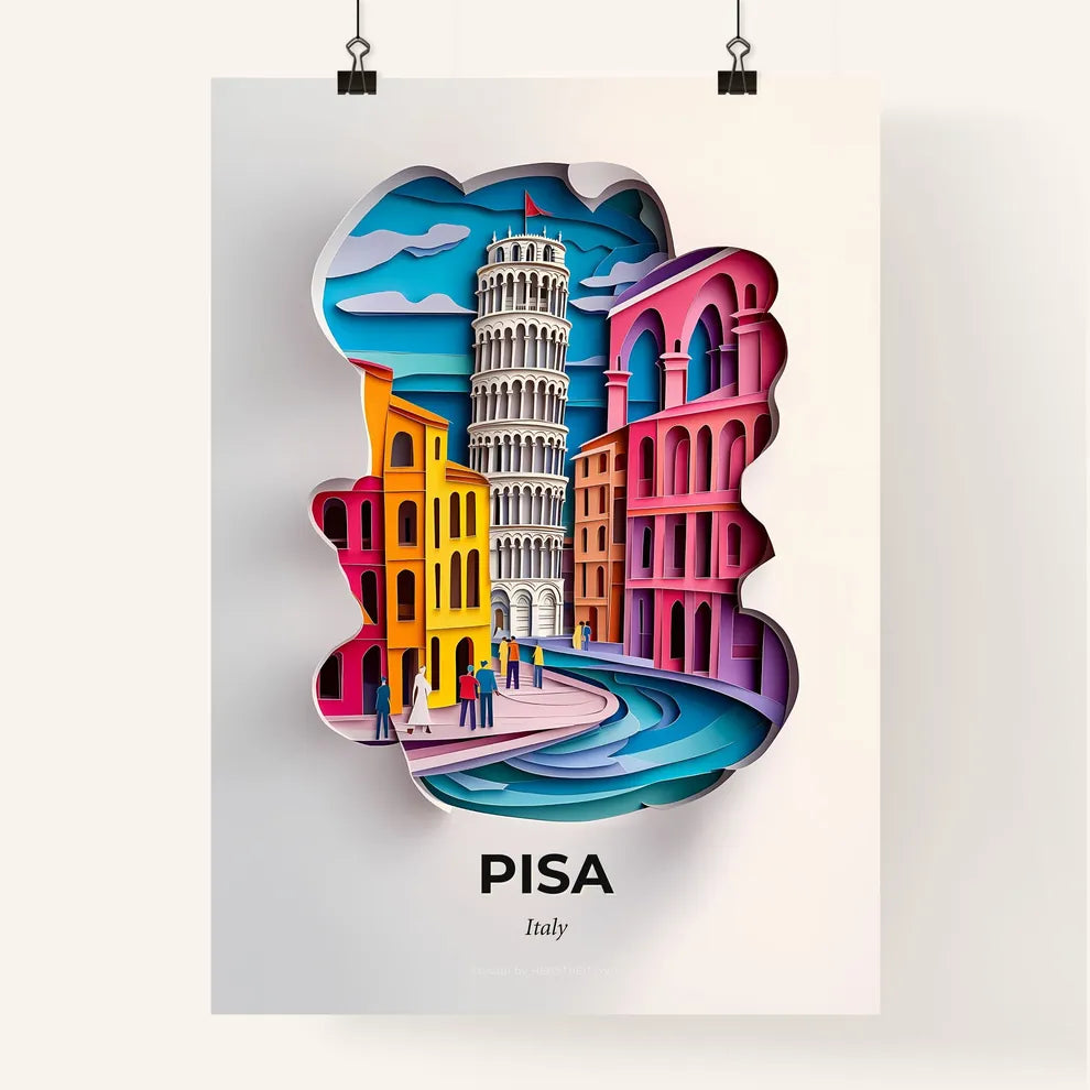Vivid Pisa, Italy, Colorful Poster