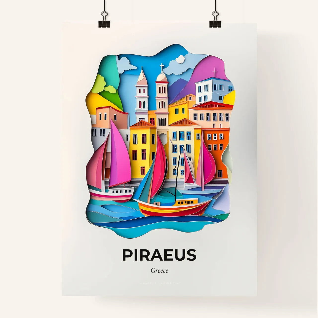 Vivid Piraeus, Greece, Colorful Poster