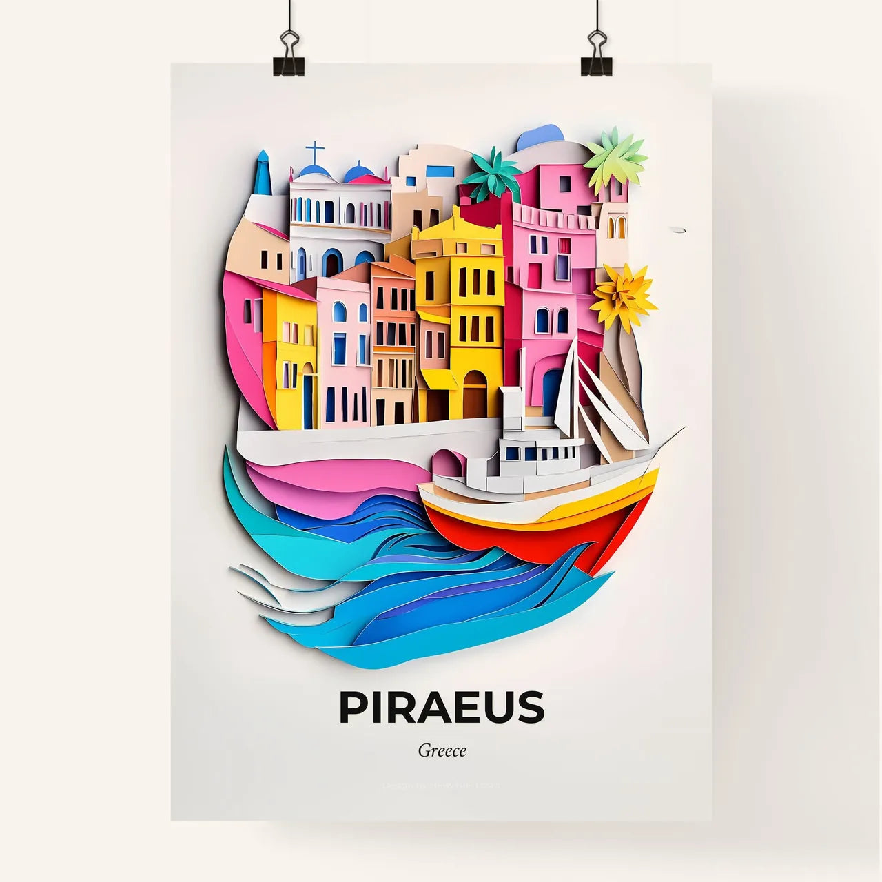 Vivid Piraeus, Greece, Colorful Poster