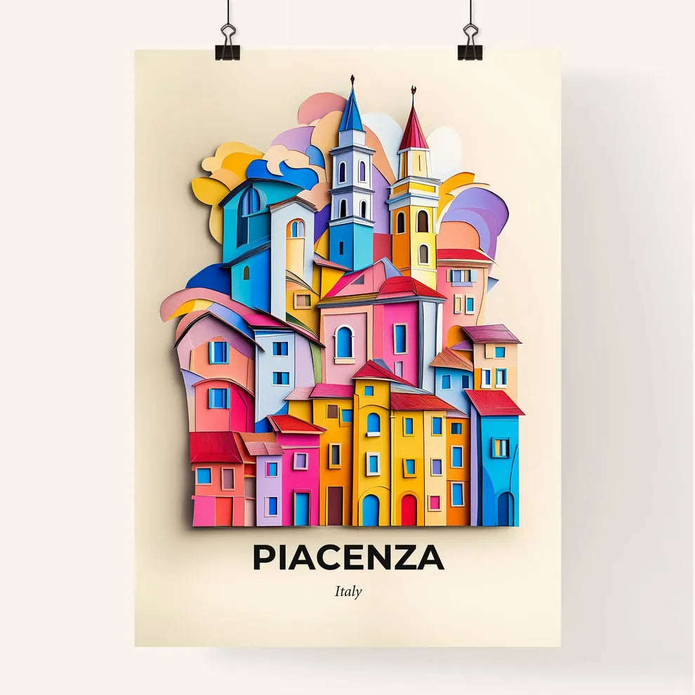 Vivid Piacenza, Italy, Colorful Poster
