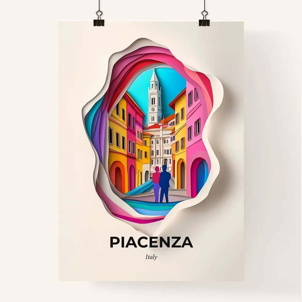 Vivid Piacenza, Italy, Colorful Poster