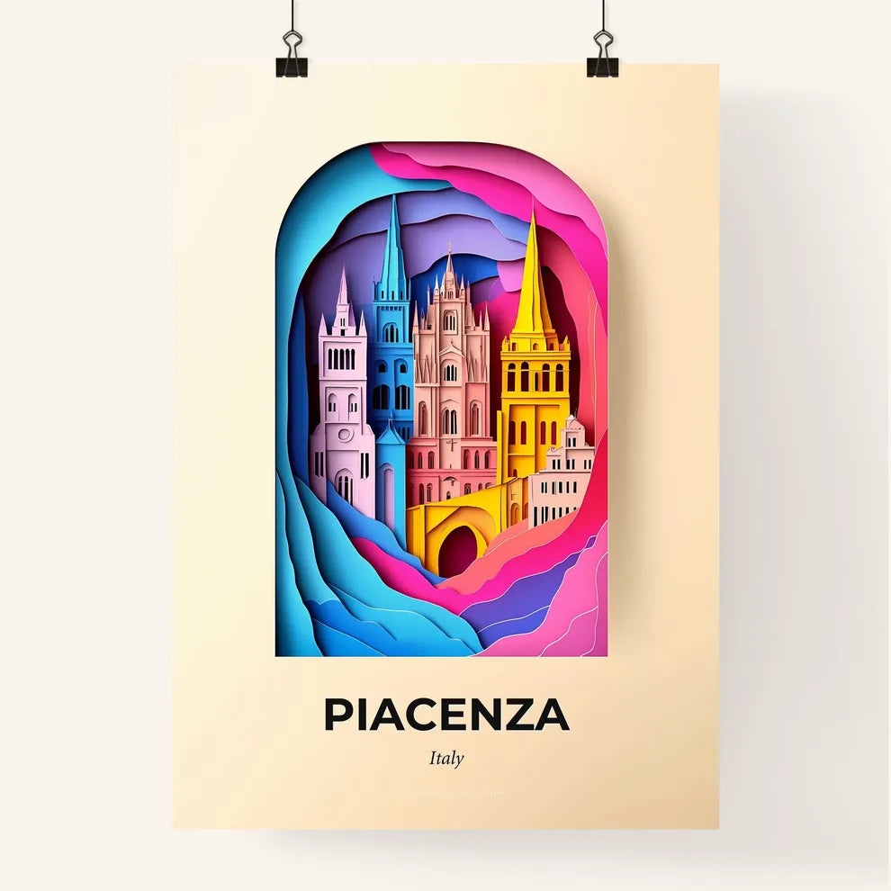 Vivid Piacenza, Italy, Colorful Poster
