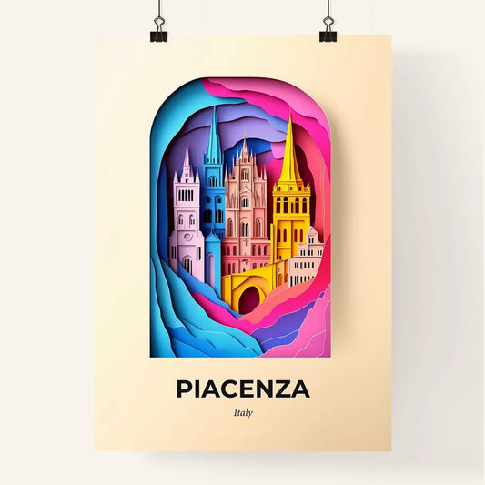 Vivid Piacenza, Italy, Colorful Poster