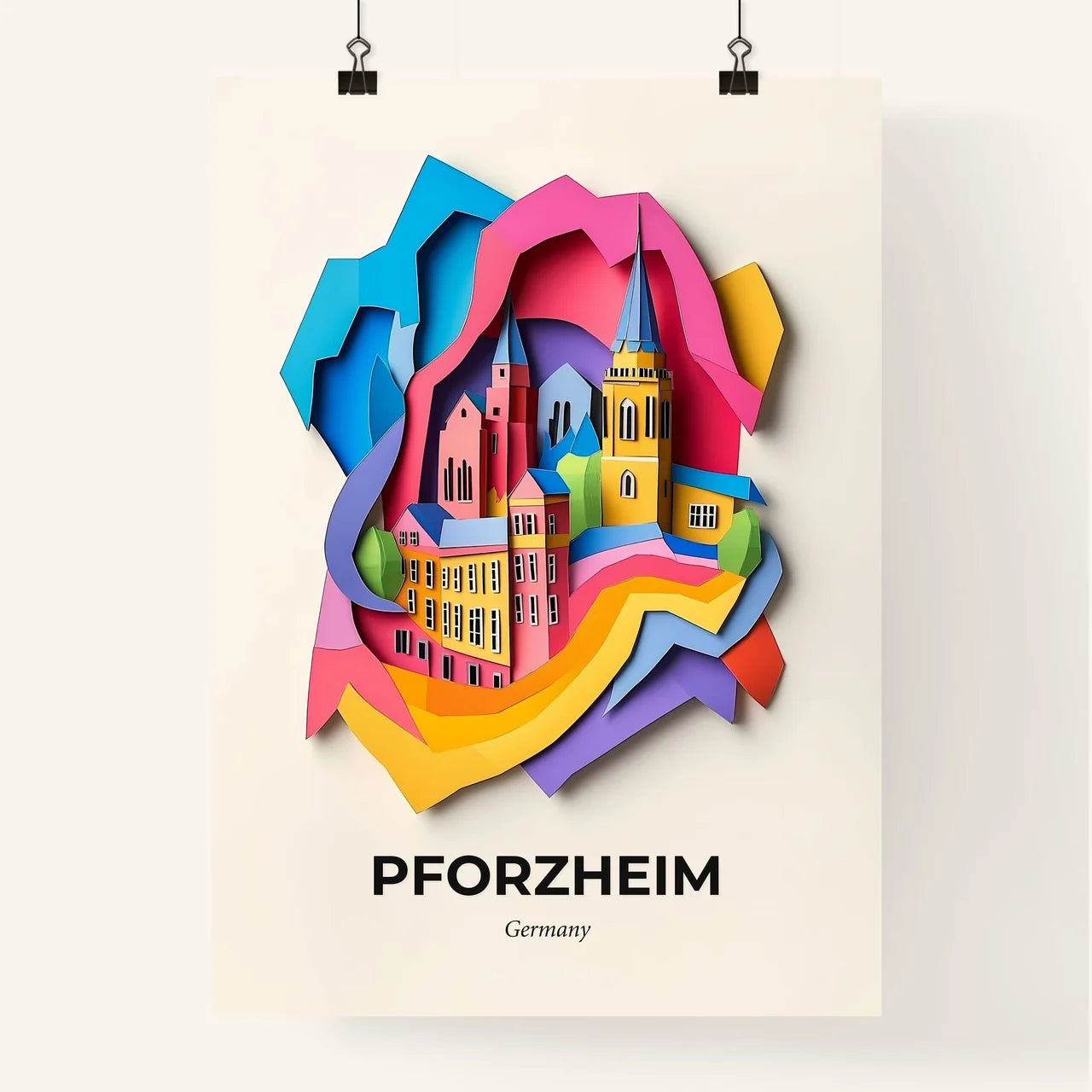 Vivid Pforzheim, Germany, Colorful Poster