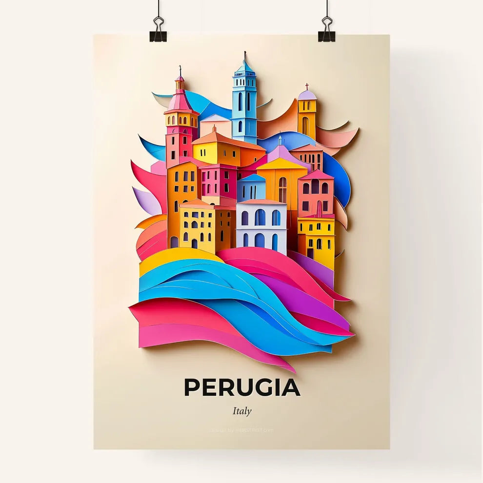 Vivid Perugia, Italy, Colorful Poster