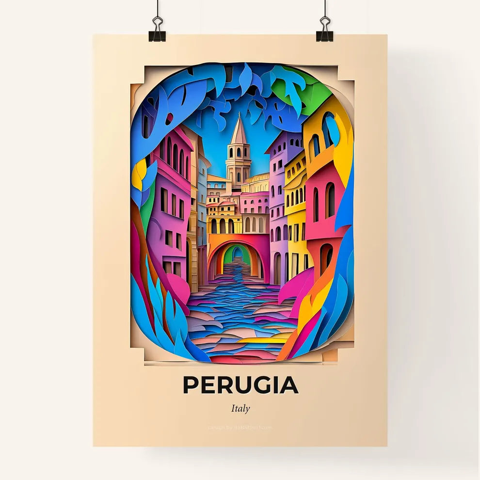 Vivid Perugia, Italy, Colorful Poster