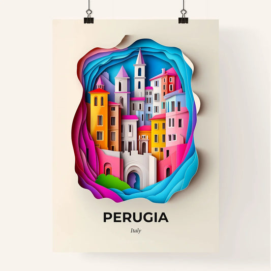 Vivid Perugia, Italy, Colorful Poster
