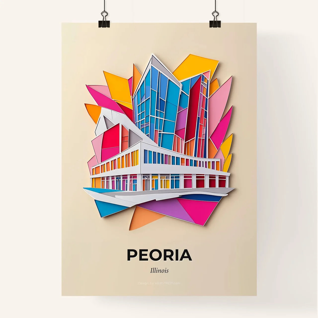 Vivid Peoria, Illinois, Colorful Poster
