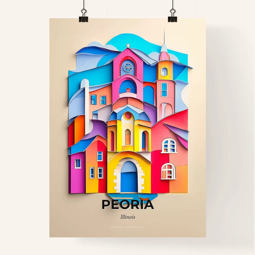 Vivid Peoria, Illinois, Colorful Poster