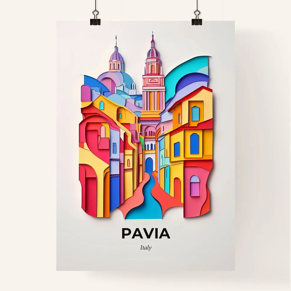 Vivid Pavia, Italy, Colorful Poster