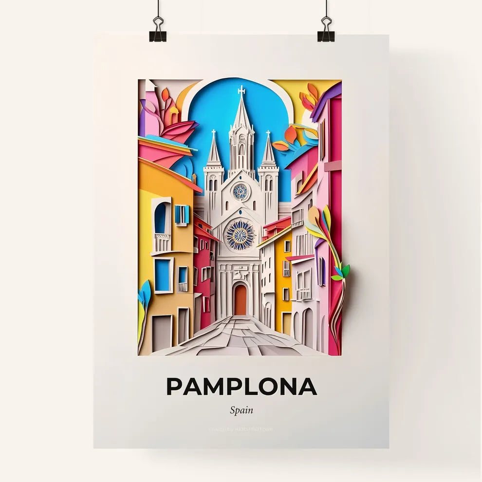 Vivid Pamplona, Spain, Colorful Poster