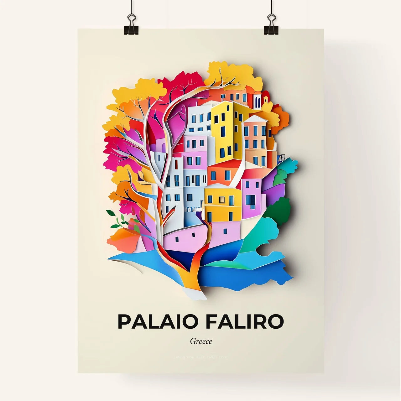 Vivid Palaio Faliro, Greece, Colorful Poster