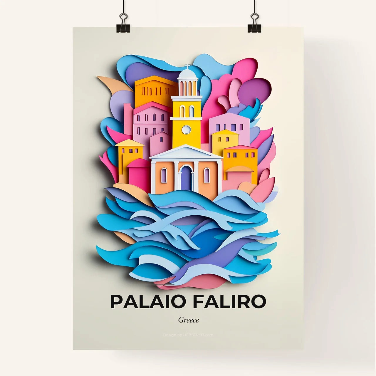 Vivid Palaio Faliro, Greece, Colorful Poster