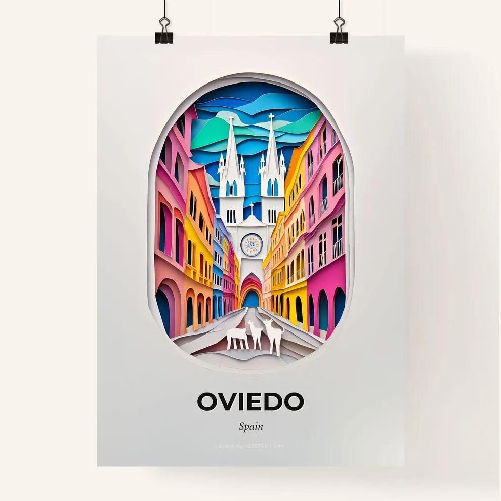 Vivid Oviedo, Spain, Colorful Poster