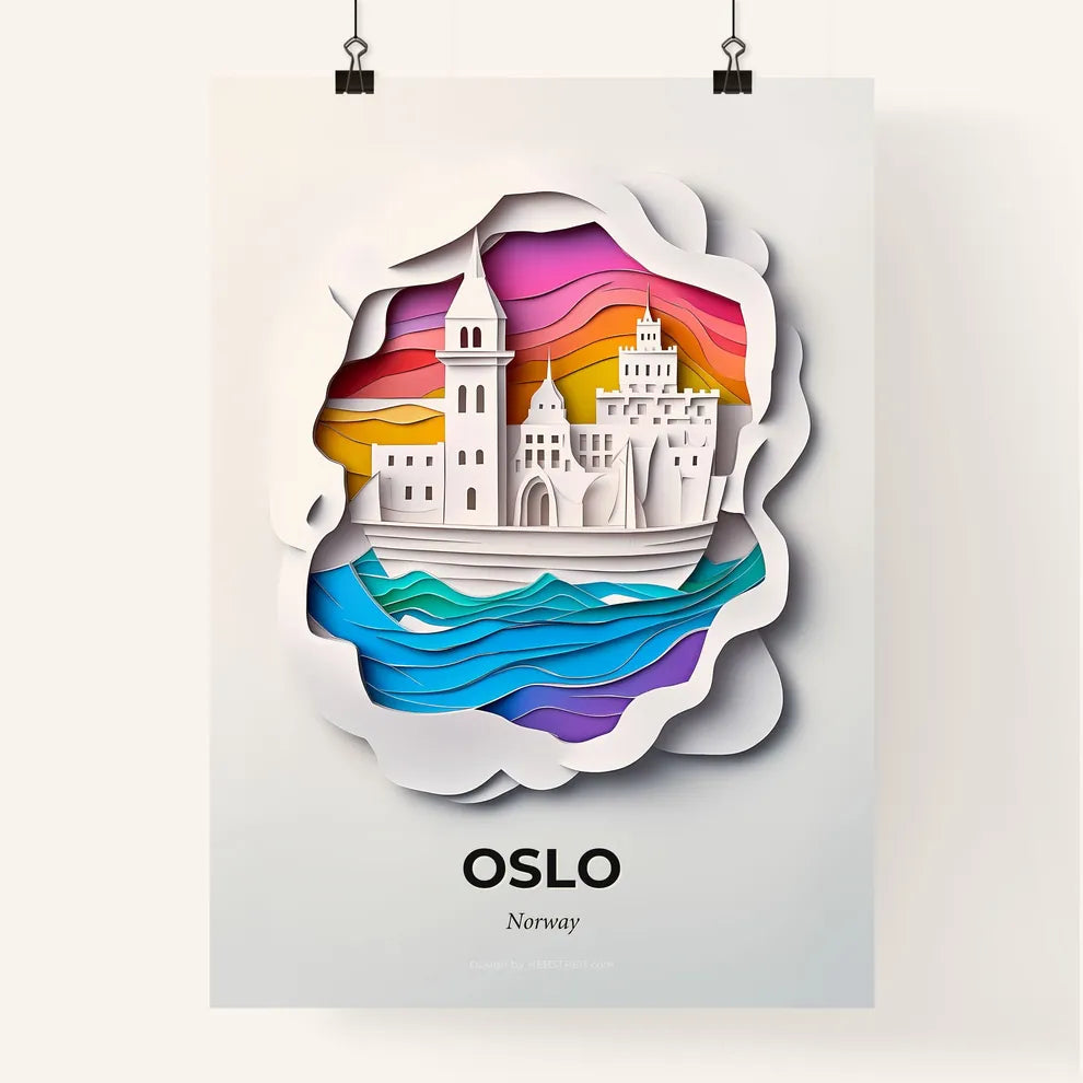 Vivid Oslo, Norway, Colorful Poster