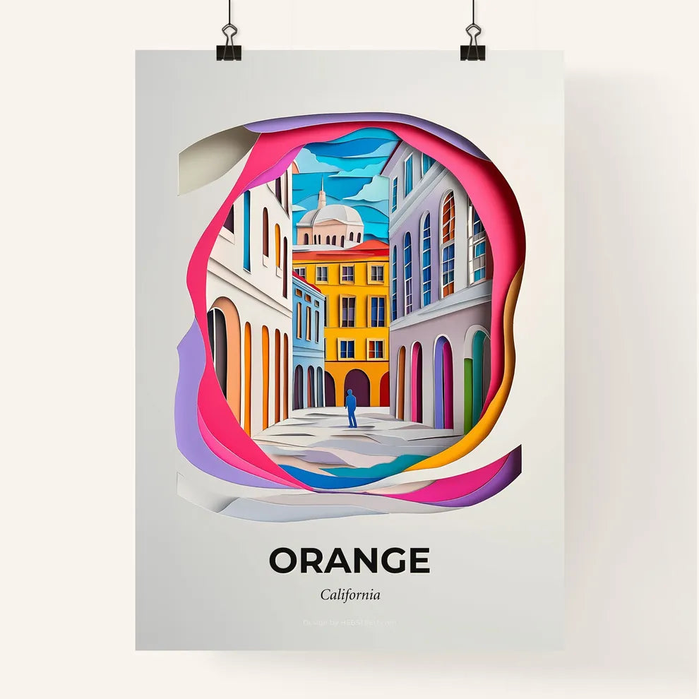 Vivid Orange, California, Colorful Poster