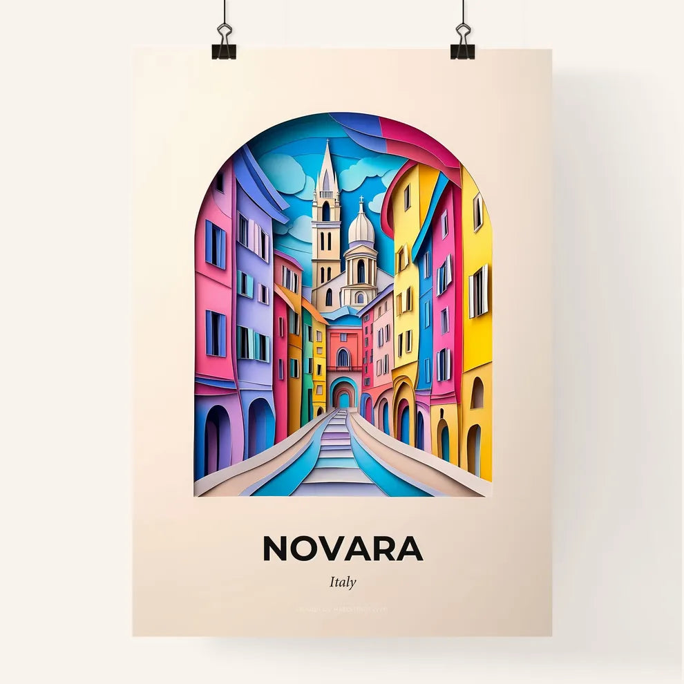 Vivid Novara, Italy, Colorful Poster
