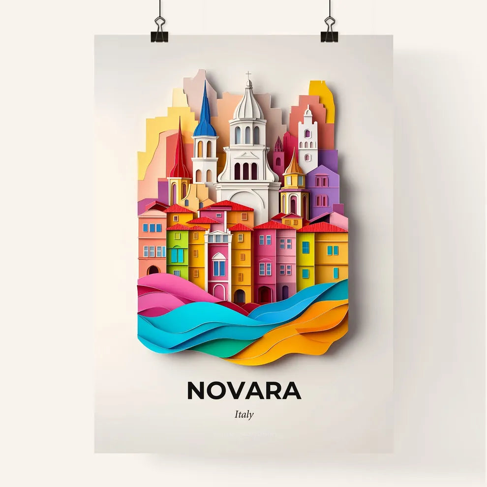 Vivid Novara, Italy, Colorful Poster