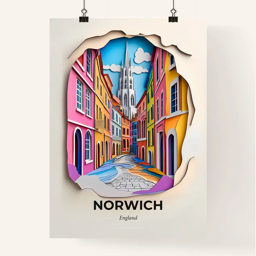 Vivid Norwich, England, Colorful Poster