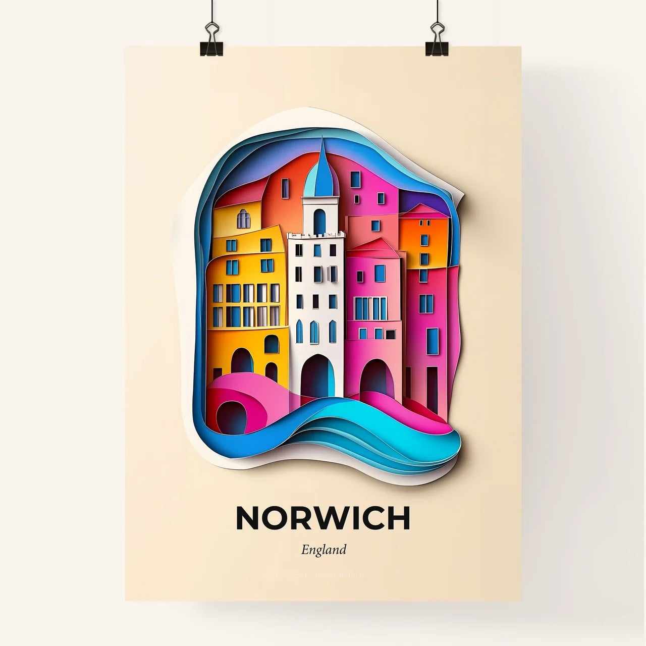 Vivid Norwich, England, Colorful Poster