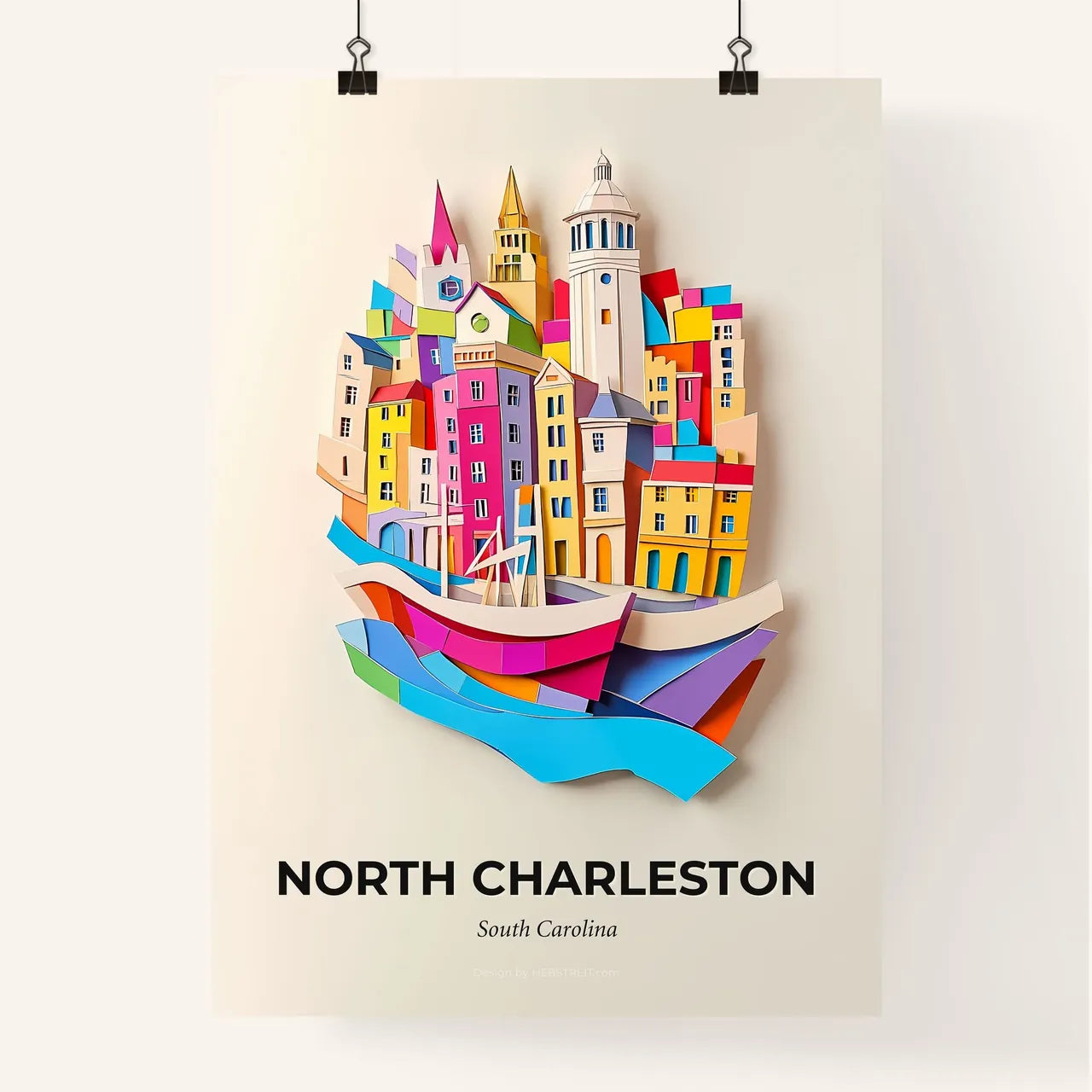 Vivid North Charleston, South Carolina, Colorful Poster