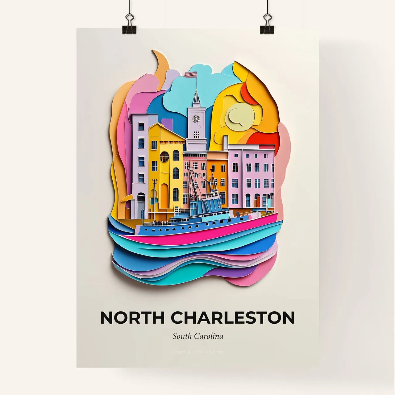 Vivid North Charleston, South Carolina, Colorful Poster