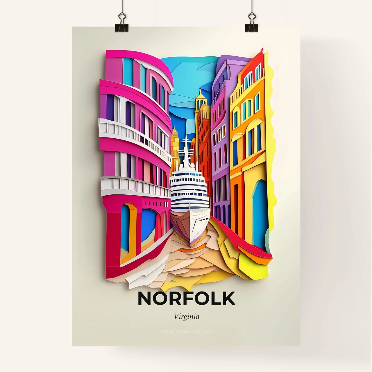 Vivid Norfolk, Virginia, Colorful Poster