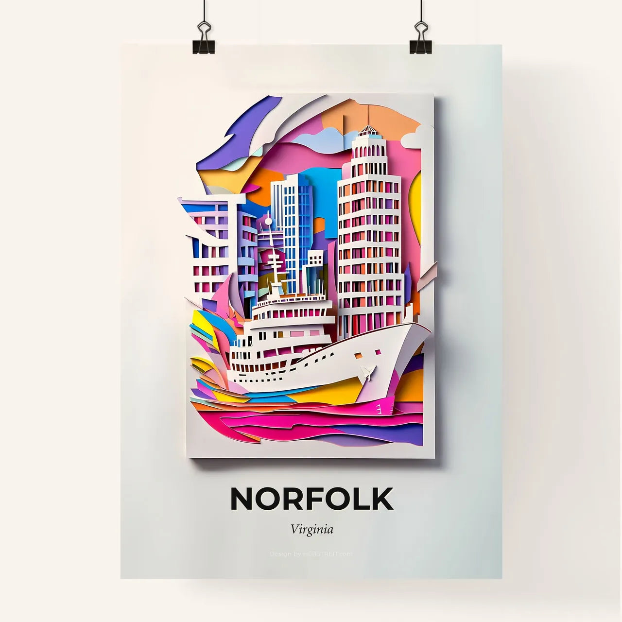 Vivid Norfolk, Virginia, Colorful Poster