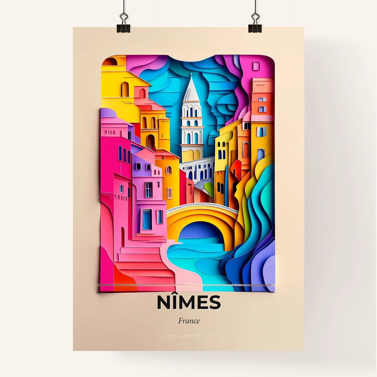 Vivid Nîmes, France, Colorful Poster