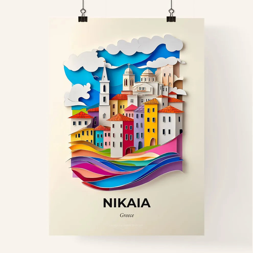 Vivid Nikaia, Greece, Colorful Poster