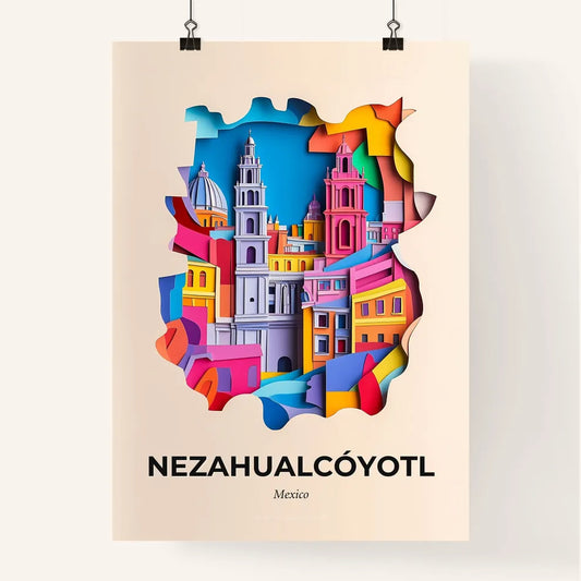 Vivid Nezahualcóyotl, Mexico, Colorful Poster