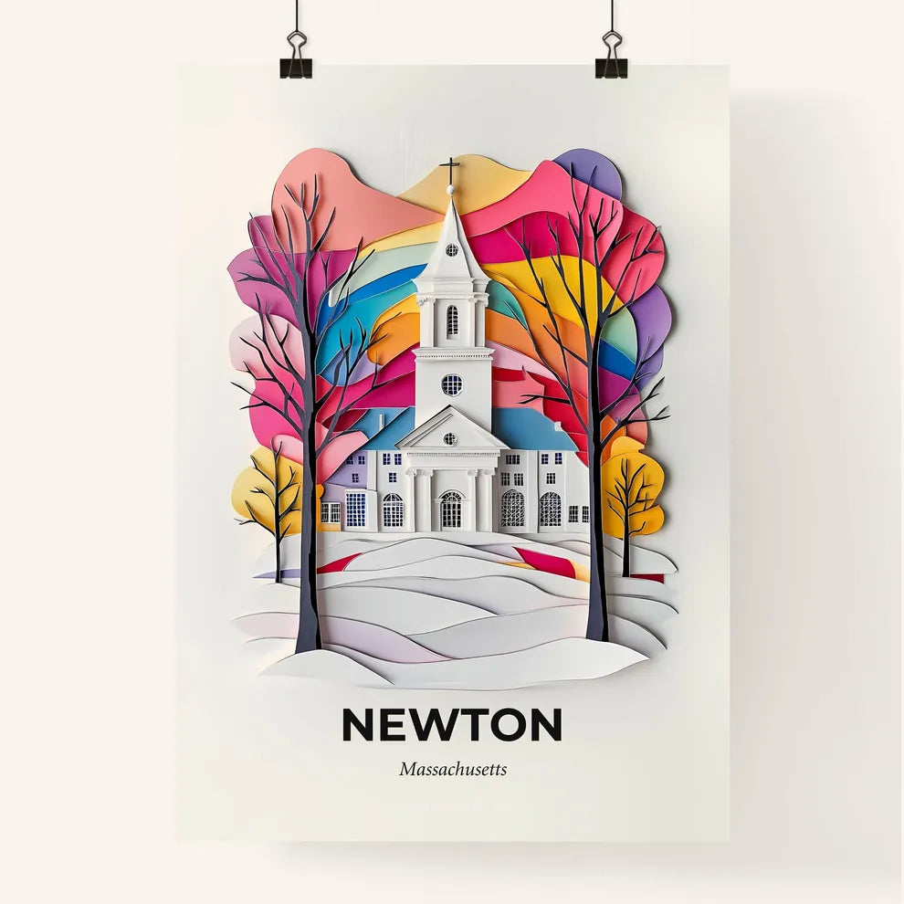 Vivid Newton, Massachusetts, Colorful Poster