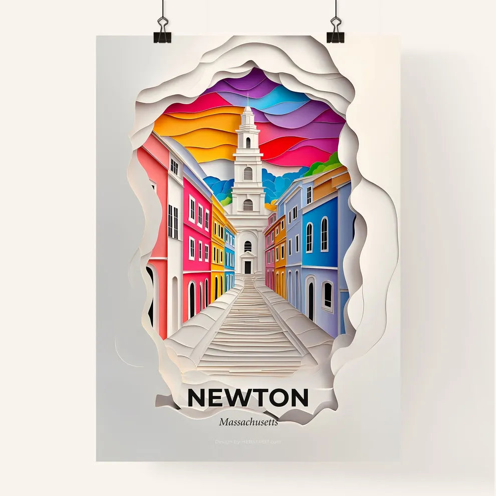 Vivid Newton, Massachusetts, Colorful Poster