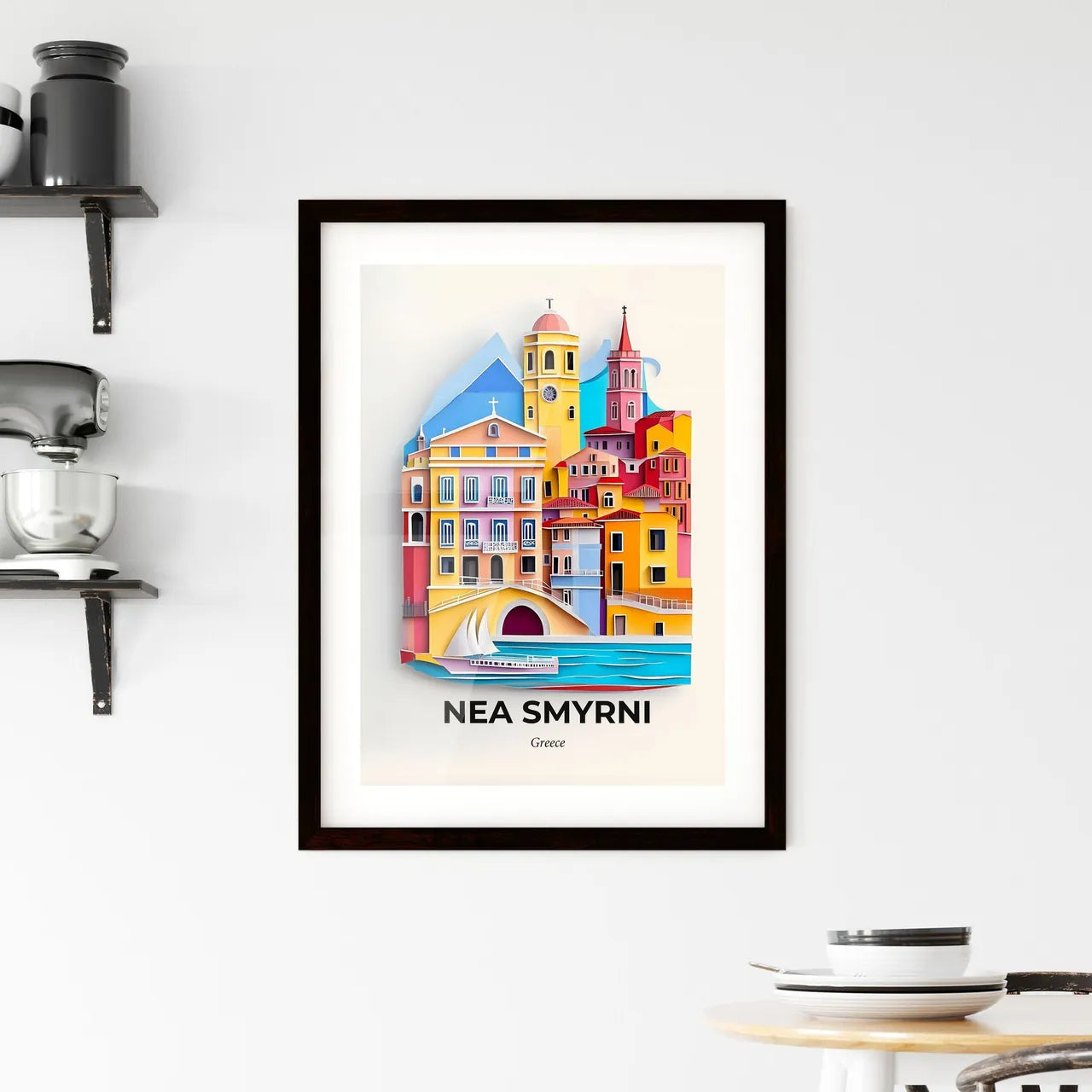 Vivid Nea Smyrni, Greece, Framed Wall Art