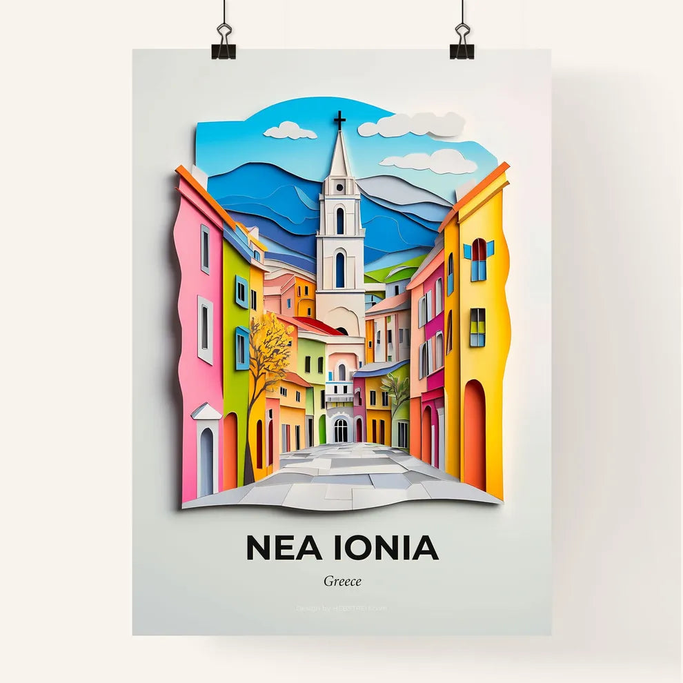 Vivid Nea Ionia, Greece, Colorful Poster
