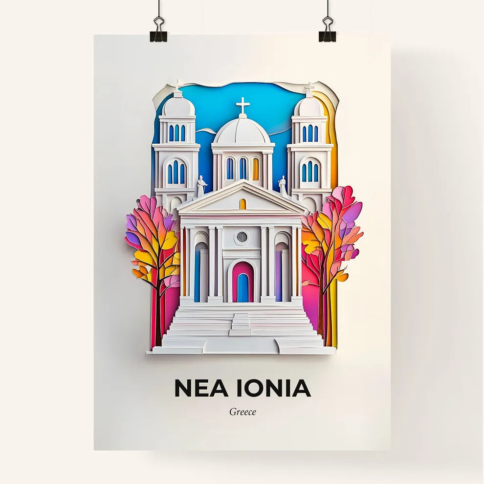 Vivid Nea Ionia, Greece, Colorful Poster