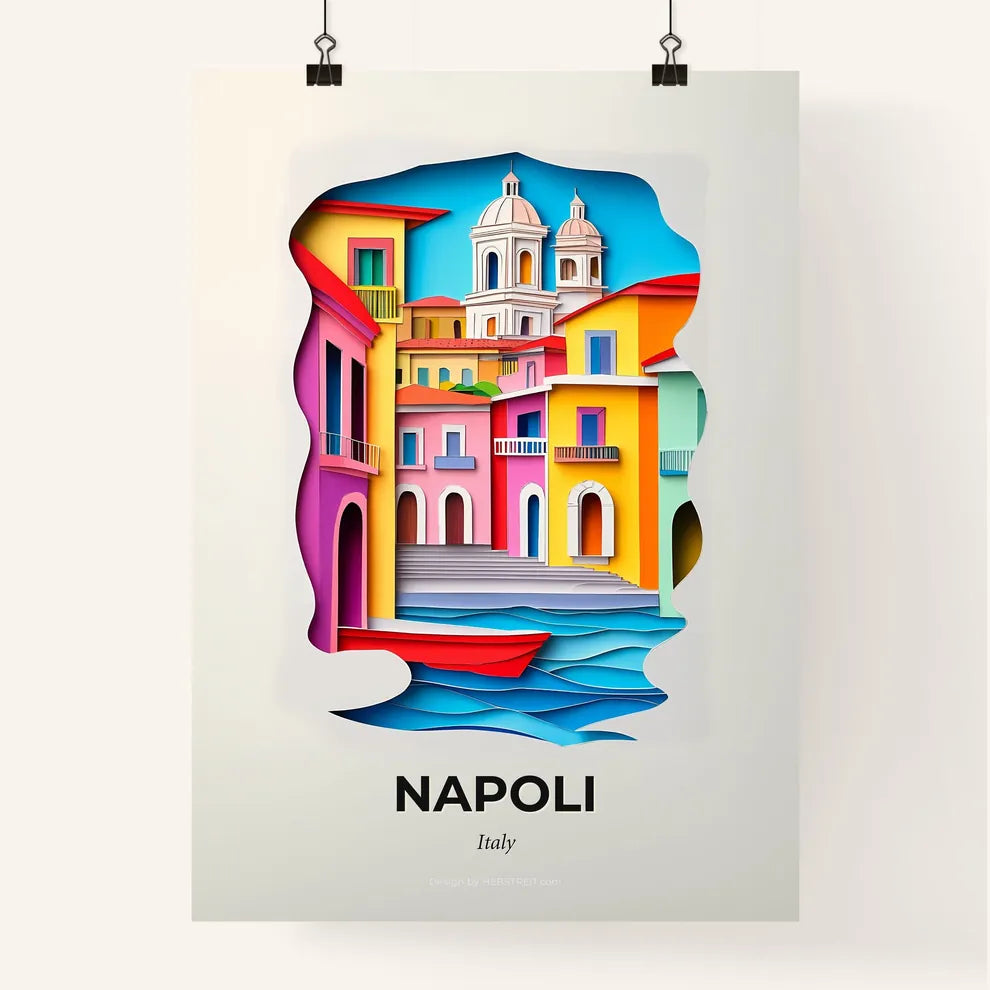 Vivid Naples, Italy, Colorful Poster