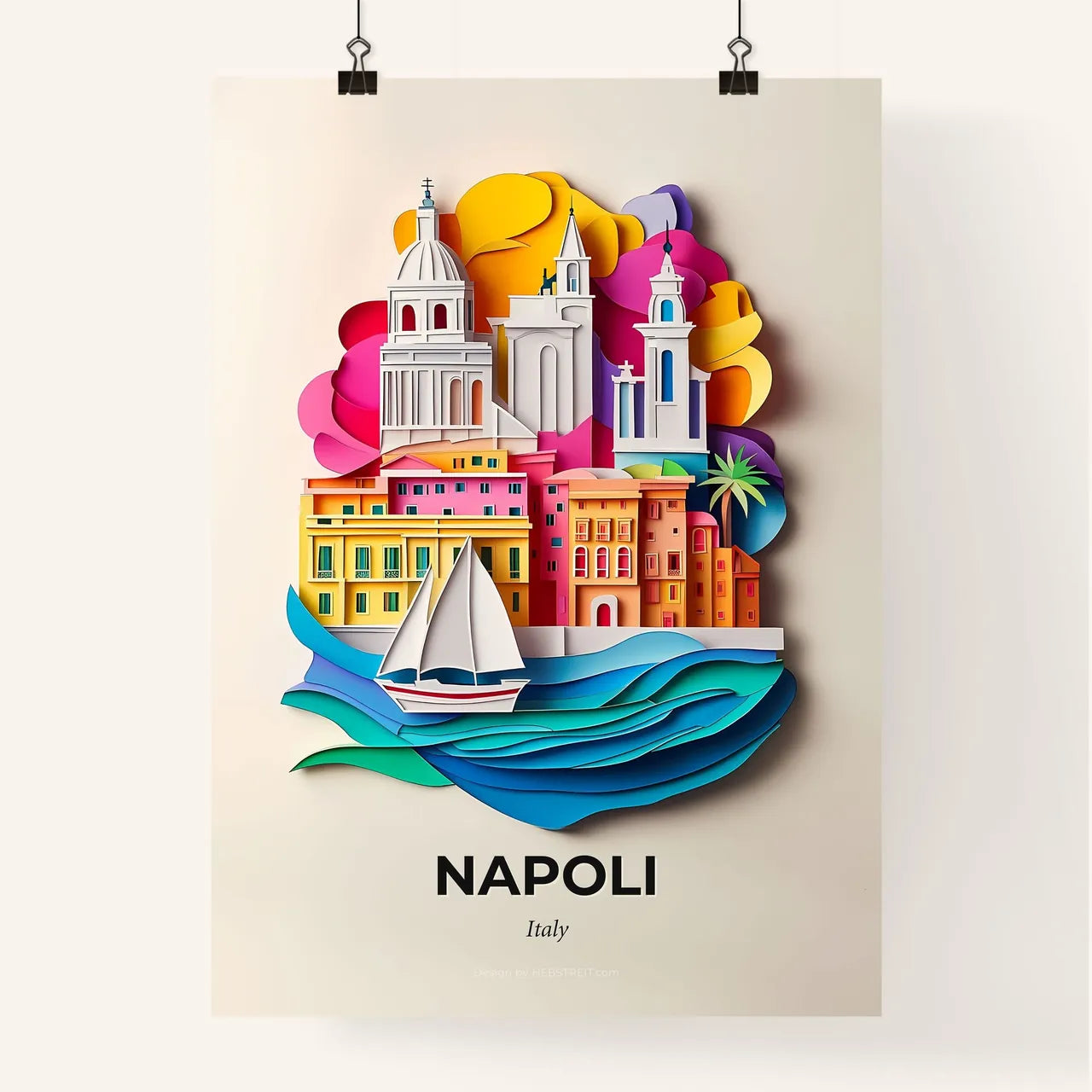Vivid Naples, Italy, Colorful Poster
