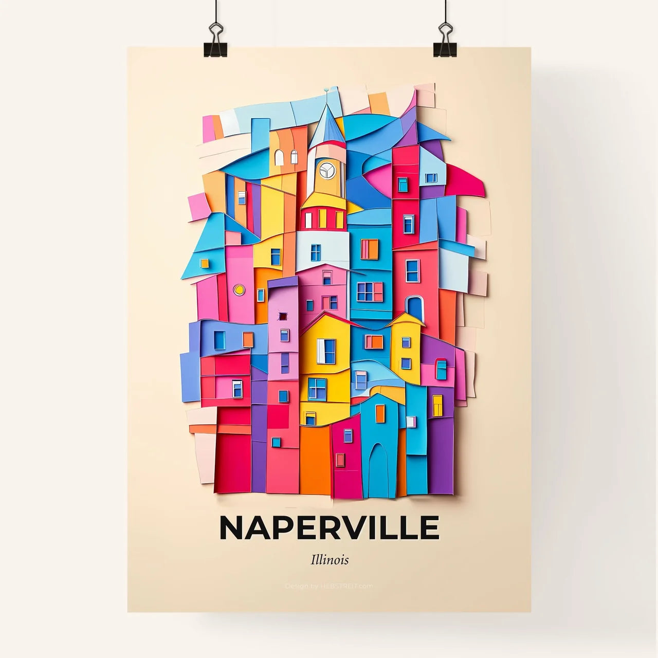 Vivid Naperville, Illinois, Colorful Poster