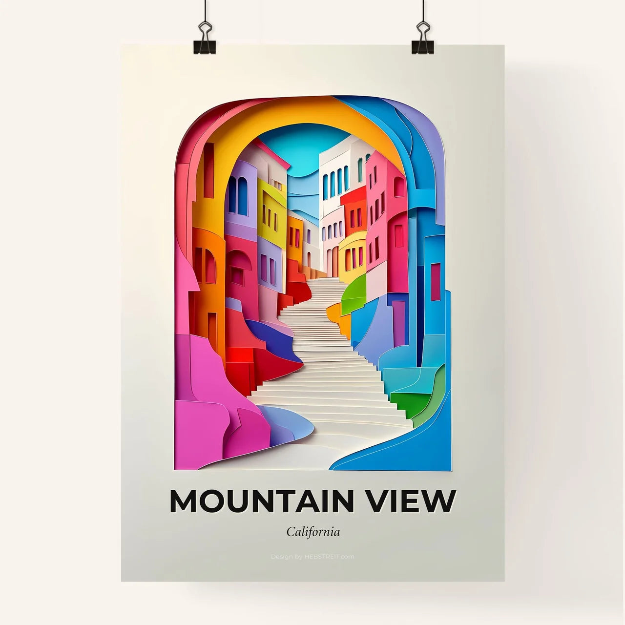 Vivid Mountain View, California, Colorful Poster