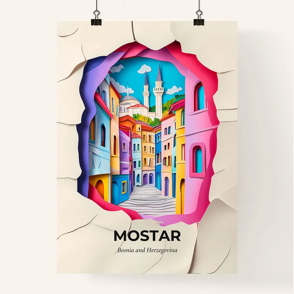 Vivid Mostar, Bosnia and Herzegovina, Colorful Poster
