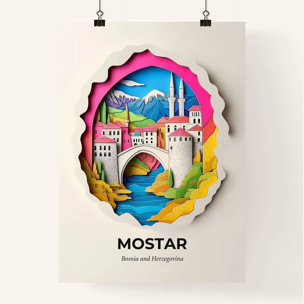 Vivid Mostar, Bosnia and Herzegovina, Colorful Poster