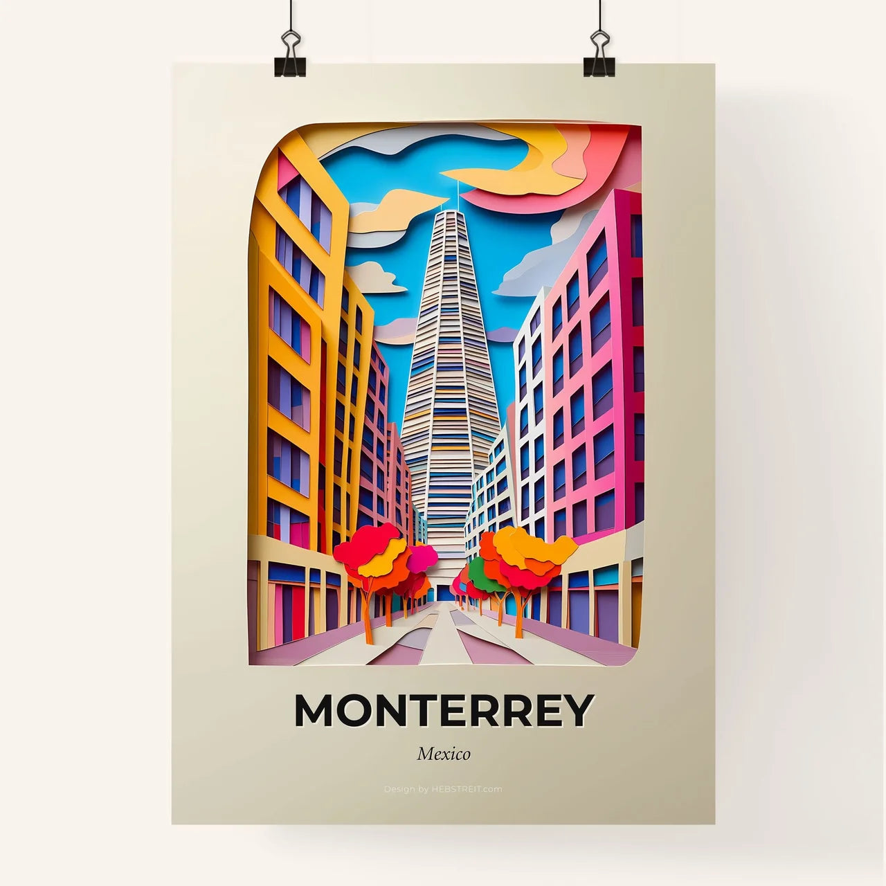 Vivid Monterrey, Mexico, Colorful Poster